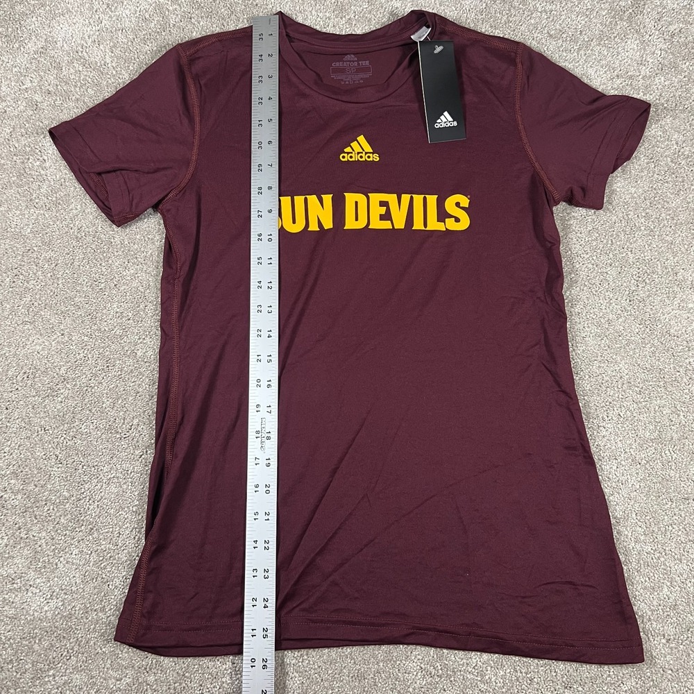Adidas Womens Size S Red Short Sleeve‎ Shirt Arizona State Sun Devils NCCA NWT - Picture 5 of 6